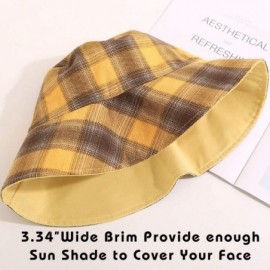 Bucket Hats Plaid Tartan Bucket Hats for Women Vintage Rollable Fisherman Sun Cap - B-yellowmulti - CB18QO0W5U0 $15.62