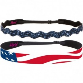 Headbands Adjustable American Flag 4th of July Headbands for Women Girls & Teens (2pk American Flag & Navy Bling Glitter) - C...