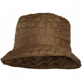 Rain Hats Packable Water Repellent Quilted Bucket Rain Hat w/Adjustable Drawstring - Light Brown - CS12NEMPDJD $11.35