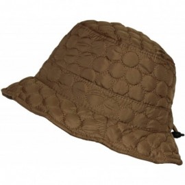 Rain Hats Packable Water Repellent Quilted Bucket Rain Hat w/Adjustable Drawstring - Light Brown - CS12NEMPDJD $11.35