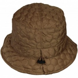 Rain Hats Packable Water Repellent Quilted Bucket Rain Hat w/Adjustable Drawstring - Light Brown - CS12NEMPDJD $11.35