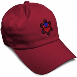 Baseball Caps Custom Soft Baseball Cap Puerto Rico Flag Sol Taino B Embroidery Cotton - Burgandy - CM18AAAKCZK $14.09