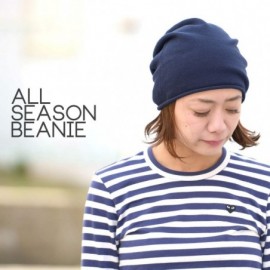 Skullies & Beanies Mens Slouchy Organic Cotton Beanie - Womens Slouchie Cap Cooling Chemo Hat - Navy - CF183933OEU $24.60