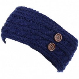 Headbands Women's Winter Chic Cable Warm Fleece Lined Crochet Knit Headband Turban - Navy - C018IL8TZXY $12.73
