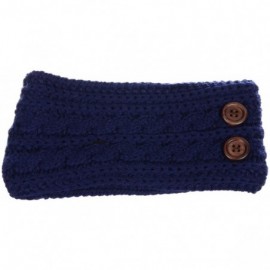 Headbands Women's Winter Chic Cable Warm Fleece Lined Crochet Knit Headband Turban - Navy - C018IL8TZXY $12.73