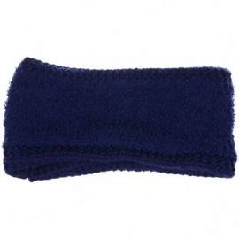 Headbands Women's Winter Chic Cable Warm Fleece Lined Crochet Knit Headband Turban - Navy - C018IL8TZXY $12.73