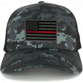 Baseball Caps US American Flag Embroidered Patch Adjustable Camo Trucker Cap - NTG-Black - Red Line Patch - CB12N5IMYLQ $13.87