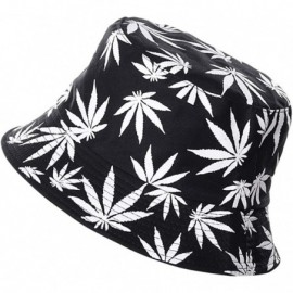 Bucket Hats Unisex Print Bucket Hat Cute Sun Hat Summer Packable Reversible Fisherman Cap - White Leaf - Black - CZ196MDH0WW ...