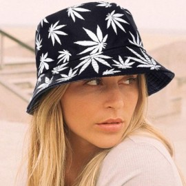 Bucket Hats Unisex Print Bucket Hat Cute Sun Hat Summer Packable Reversible Fisherman Cap - White Leaf - Black - CZ196MDH0WW ...