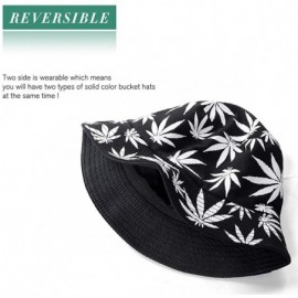 Bucket Hats Unisex Print Bucket Hat Cute Sun Hat Summer Packable Reversible Fisherman Cap - White Leaf - Black - CZ196MDH0WW ...