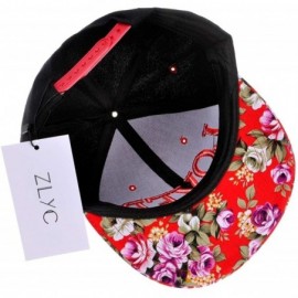 Baseball Caps Unisex Adjustable Baseball Cap Word Embroidered Floral Flat Bill Snapback Hat - Lover (Red) - CB11NQ73HX3 $13.54