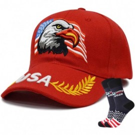 Baseball Caps Men USA Patriotic American Eagle Hat Baseball Cap Embroidery 3D Red - Red - C318NZYZ9HN $12.51