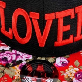 Baseball Caps Unisex Adjustable Baseball Cap Word Embroidered Floral Flat Bill Snapback Hat - Lover (Red) - CB11NQ73HX3 $13.54