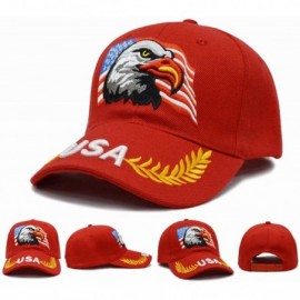 Baseball Caps Men USA Patriotic American Eagle Hat Baseball Cap Embroidery 3D Red - Red - C318NZYZ9HN $12.51