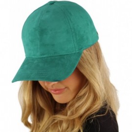 Baseball Caps Everyday Faux Suede 6 Panel Solid Suede Baseball Adjustable Cap Hat - Teal - CU17YT2AQ7G $12.03