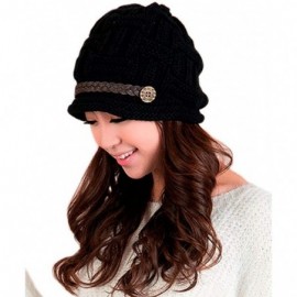 Skullies & Beanies Women's Braided Warm Winter Baggy Beanie Oversized Crochet Ski Hats Knit Caps Snowboard Caps - Black - CM1...