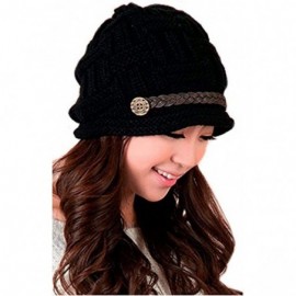 Skullies & Beanies Women's Braided Warm Winter Baggy Beanie Oversized Crochet Ski Hats Knit Caps Snowboard Caps - Black - CM1...