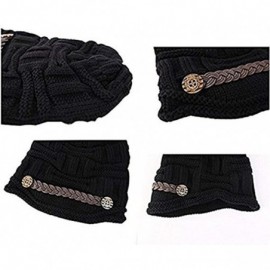 Skullies & Beanies Women's Braided Warm Winter Baggy Beanie Oversized Crochet Ski Hats Knit Caps Snowboard Caps - Black - CM1...