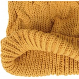 Skullies & Beanies Knitted Twisted Cable Bobble Pom Beanie Hat Slouchy AC5474 - Yellow - CZ12NB4KYTR $14.70