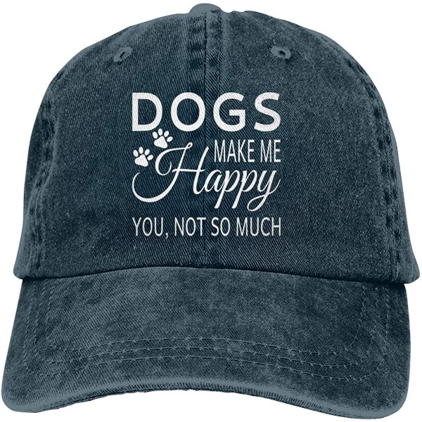 Baseball Caps Dogs Make Me Happy You Not So Much Dad Vintage Baseball Cap Denim Hat Mens - Navy - CT18UWY2TD6 $11.95