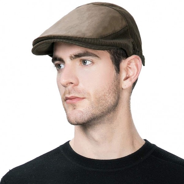 Newsboy Caps 2019 New Mens Winter Wool Newsboy Cap Adjustable Cold Weather Flat Cap Soft Lined - 99709_brown - C518L94M35R $1...