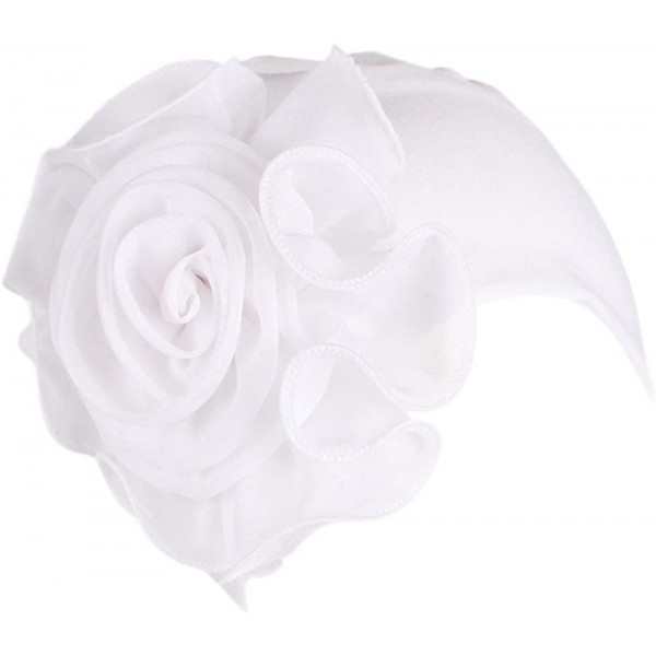 Skullies & Beanies Cancer Turbans Twisted Headwear Flowers - White - CX18XW3NMKW $8.42