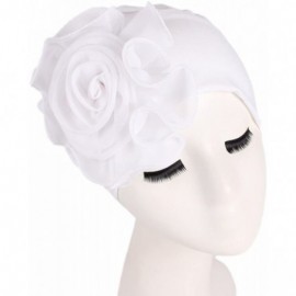 Skullies & Beanies Cancer Turbans Twisted Headwear Flowers - White - CX18XW3NMKW $8.42