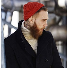 Skullies & Beanies Wool Winter Knit Cuff Short Fisherman Beanie Hats for Men Women - Red - CB1943SXOQ5 $12.26