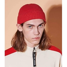 Skullies & Beanies Wool Winter Knit Cuff Short Fisherman Beanie Hats for Men Women - Red - CB1943SXOQ5 $12.26