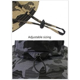 Sun Hats Outdoor Sun Hats with Wind Lanyard Bucket Hat Fishing Cap Boonie for Men/Women/Kids - Khaki Camouflage - CI17YLSY2U0...