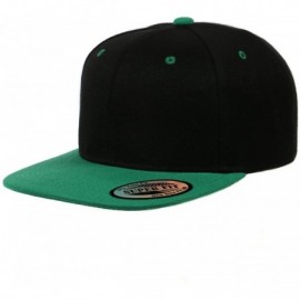 Baseball Caps Blank Adjustable Flat Bill Plain Snapback Hats Caps - Black/Kelly Green - C211LHGWSCB $8.13