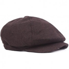 Newsboy Caps Mens Vintage Style Cloth Cap Hat Twill Cabbie/Hunting Hat Newsboy Beret Cap - Brown - C5188I0ZL4X $20.43