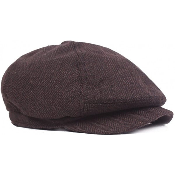 Newsboy Caps Mens Vintage Style Cloth Cap Hat Twill Cabbie/Hunting Hat Newsboy Beret Cap - Brown - C5188I0ZL4X $9.82