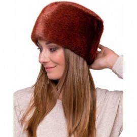 Bomber Hats Women's Fur Hat Russian Cossack Made of Faux Rabbit Fur - Ginger - CN187Y6NN82 $13.02