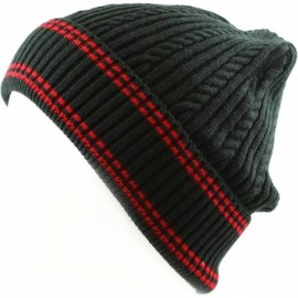 Skullies & Beanies 200h Unisex Light Weight Chunky Cable Knit Beanie Hat - Black Red - CU12CLWEKVV $11.26
