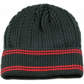 Skullies & Beanies 200h Unisex Light Weight Chunky Cable Knit Beanie Hat - Black Red - CU12CLWEKVV $11.26