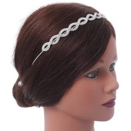 Headbands Bridal/ Wedding/ Prom Rhodium Plated Clear Crystal Intertwined Tiara Headband - CR11LJPRNAL $37.45