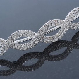 Headbands Bridal/ Wedding/ Prom Rhodium Plated Clear Crystal Intertwined Tiara Headband - CR11LJPRNAL $37.45