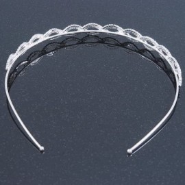 Headbands Bridal/ Wedding/ Prom Rhodium Plated Clear Crystal Intertwined Tiara Headband - CR11LJPRNAL $37.45
