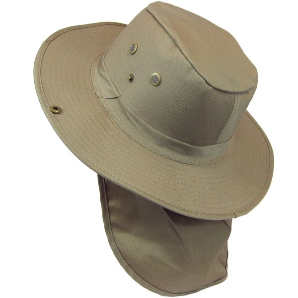 Sun Hats Boonie Bucket Hat Neck Flap Tactical Wide Brim Outdoor Military - Khaki/Beige - C518COEH575 $12.56
