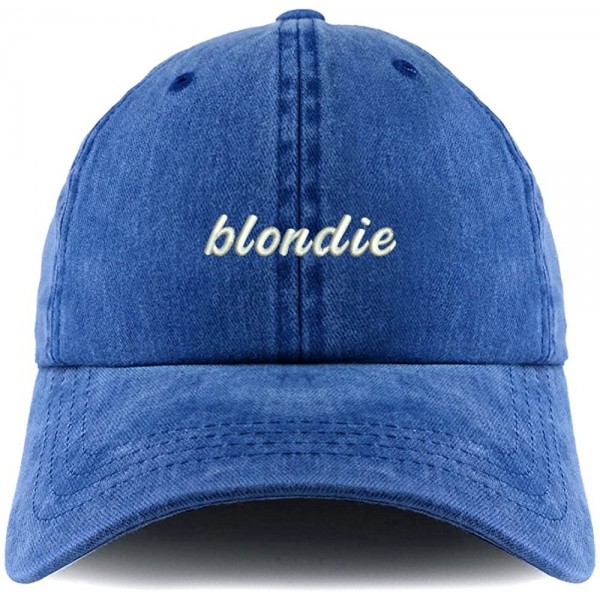 Baseball Caps Blondie Embroidered Pigment Dyed Unstructured Cap - Royal - CQ18D4KE8MQ $14.80