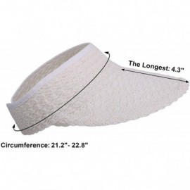 Visors Women's Wide Brim Roll-up Foldable Straw Sun Visor Hat - White - CX18L80MOSL $12.19