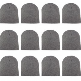 Skullies & Beanies Knit Skull Cap Warm Winter Slouchy Beanies Hat 9 Inch Long - 12pcs - Light Grey - C41889X94RX $31.07