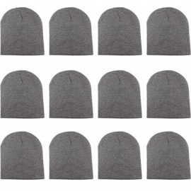 Skullies & Beanies Knit Skull Cap Warm Winter Slouchy Beanies Hat 9 Inch Long - 12pcs - Light Grey - C41889X94RX $17.45