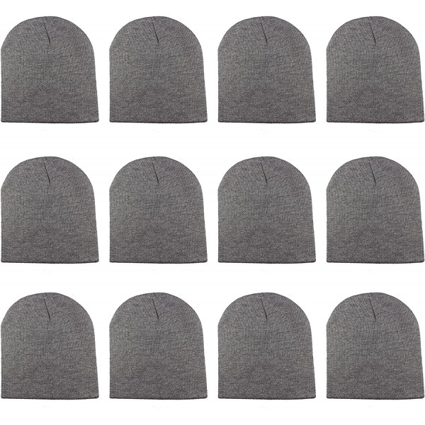 Skullies & Beanies Knit Skull Cap Warm Winter Slouchy Beanies Hat 9 Inch Long - 12pcs - Light Grey - C41889X94RX $17.45