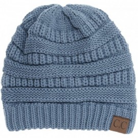 Skullies & Beanies USA Trendy Warm Chunky Soft Stretch Cable Knit Slouchy Beanie - Denim - CF120J4P7EH $9.39