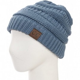 Skullies & Beanies USA Trendy Warm Chunky Soft Stretch Cable Knit Slouchy Beanie - Denim - CF120J4P7EH $9.39