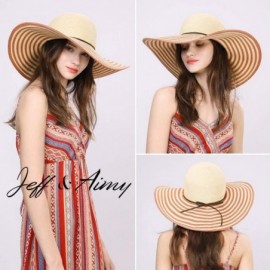Sun Hats Floppy Straw Sun Hat UPF 50 Wide Brim Beach Summer Hats Packable - 91559_orange - C2199C8U23R $17.07