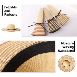 Sun Hats Floppy Straw Sun Hat UPF 50 Wide Brim Beach Summer Hats Packable - 91559_orange - C2199C8U23R $17.07
