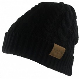 Skullies & Beanies Women's Winter Beanie Warm Fleece Lining - Thick Slouchy Cable Knit Hat - Black - CE12N2LLWWT $8.83
